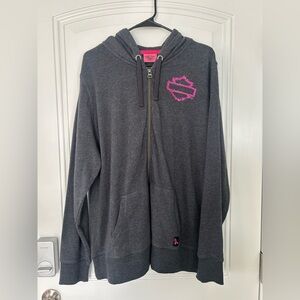 Harley-Davidson Gray Hoodie with Pink Label
